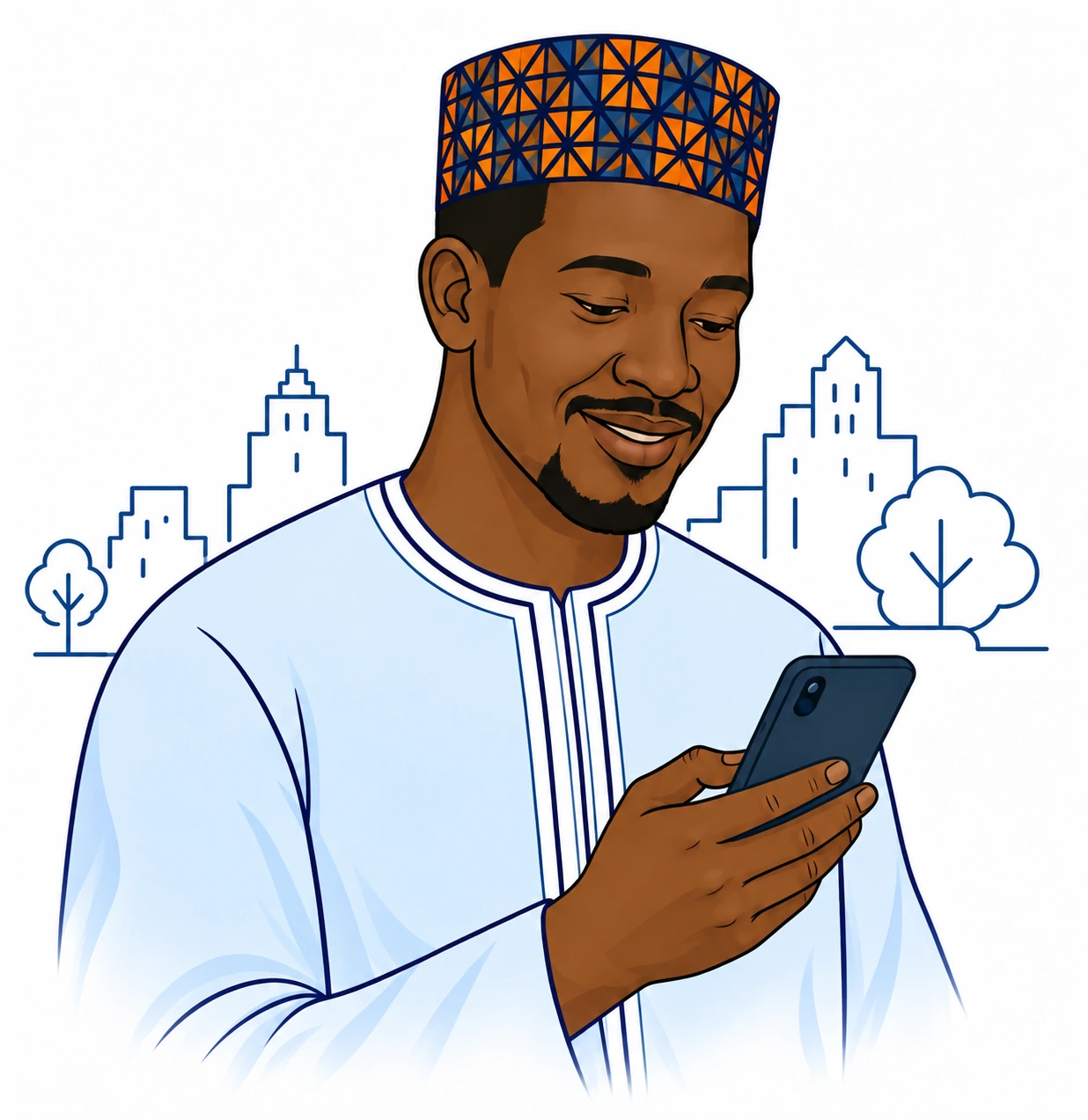 Un vendeur regarde son activité sur son téléphone